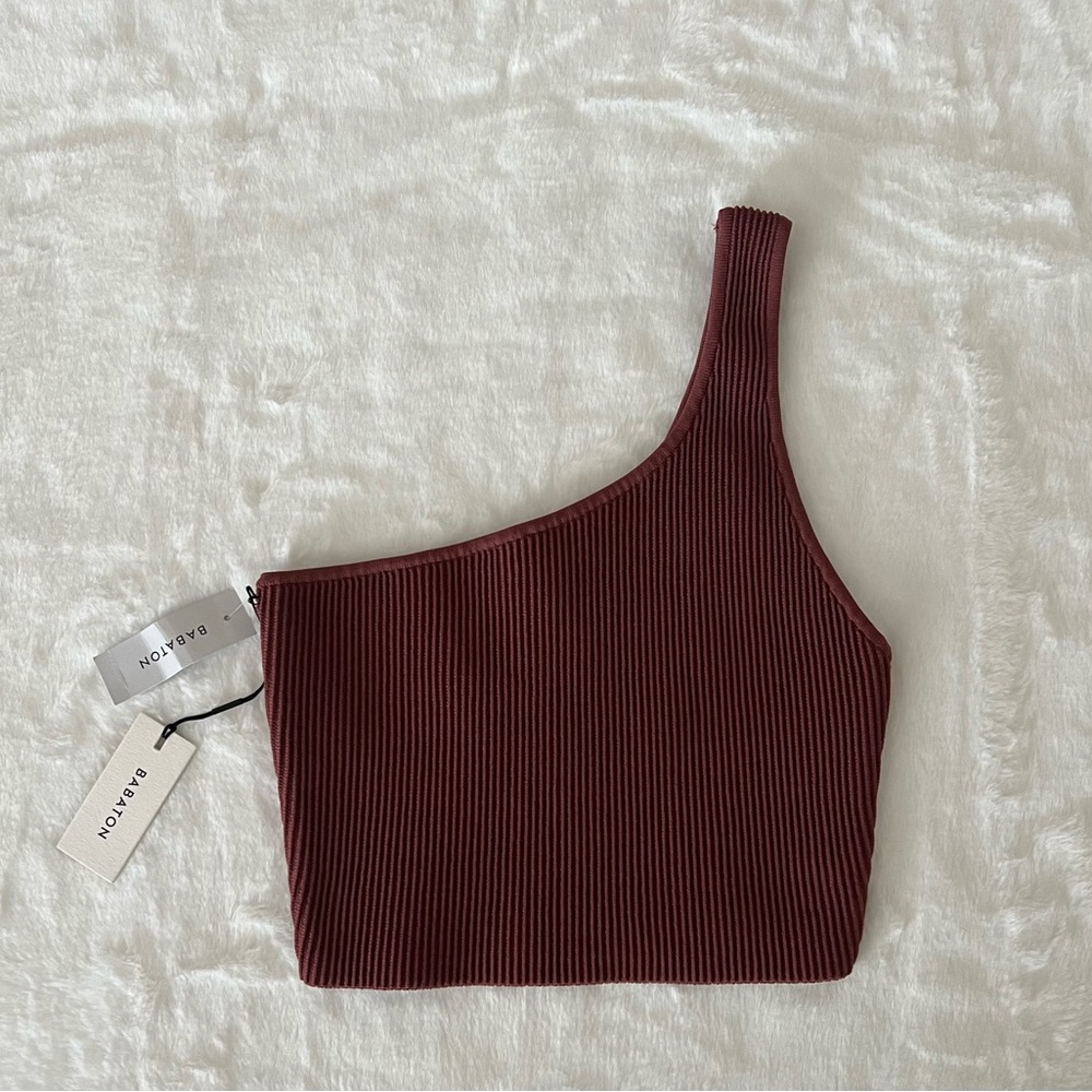 Aritzia Babaton sculpt knit one-shoulder cropped tank
